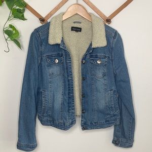 New Look Denim faux fur lined jacket